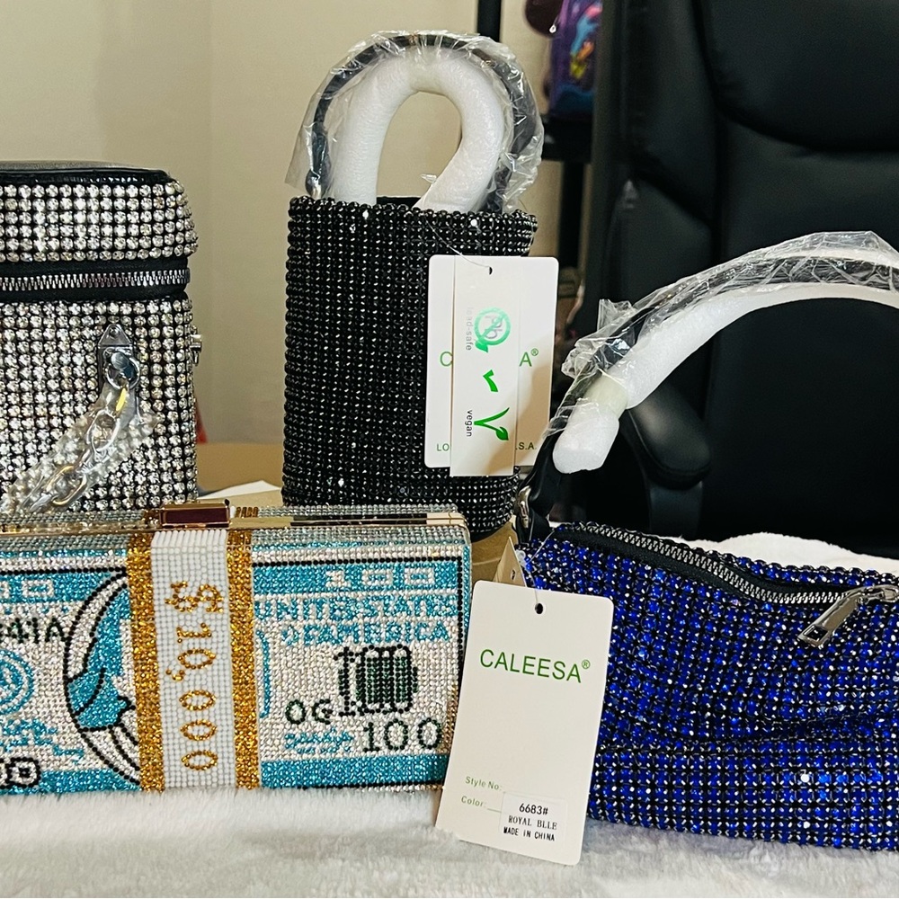 A gorgeous lot of Caleesa bling bags